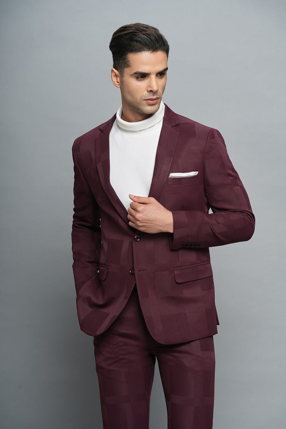 Maroon Solid Patch Full Suit
