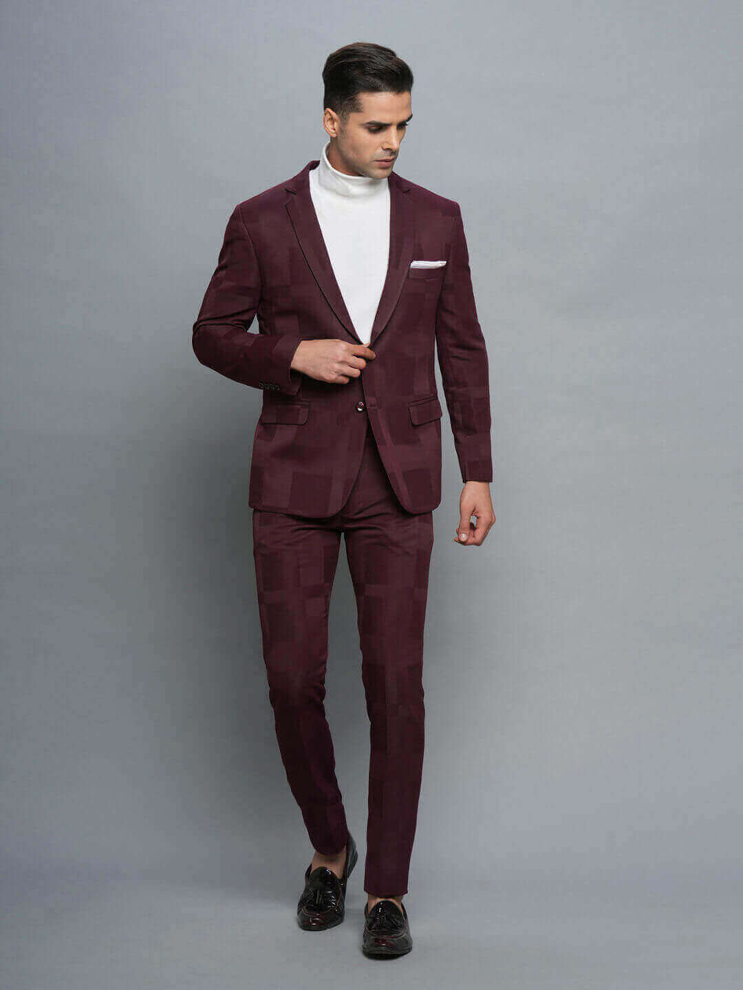 Maroon Solid Patch Full Suit