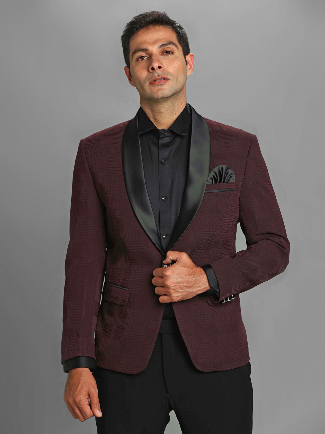 Rent/Buy Maroon Spiral Tuxedo Blazer | Home Trial | Free Delivery ...