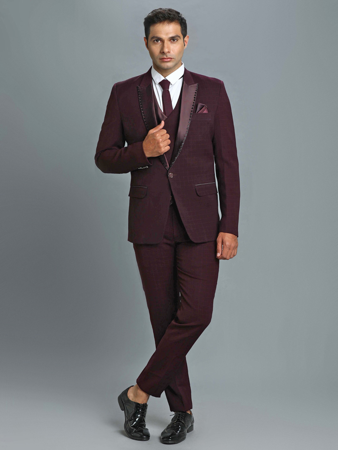 maroon-subtle-checks-embroidered-groom-suit