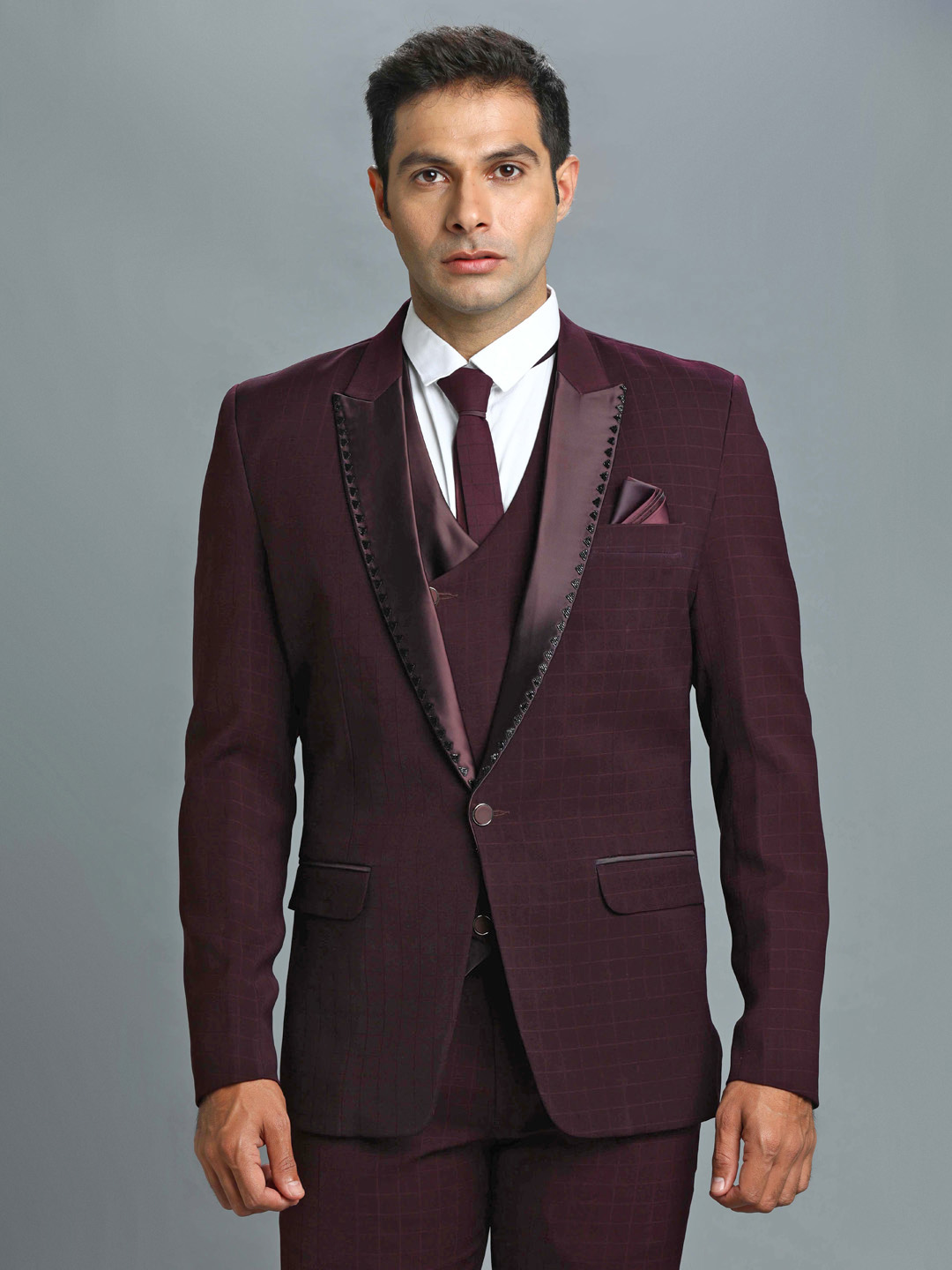maroon-subtle-checks-embroidered-groom-suit