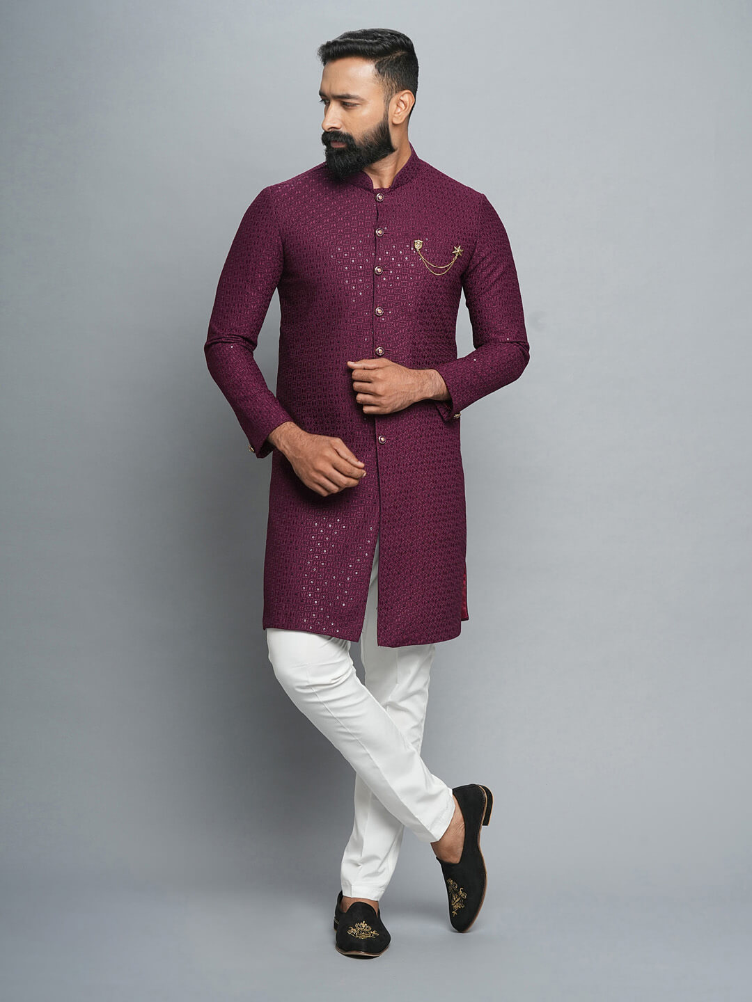 Maroon Subtle Shimmer IndoWestern