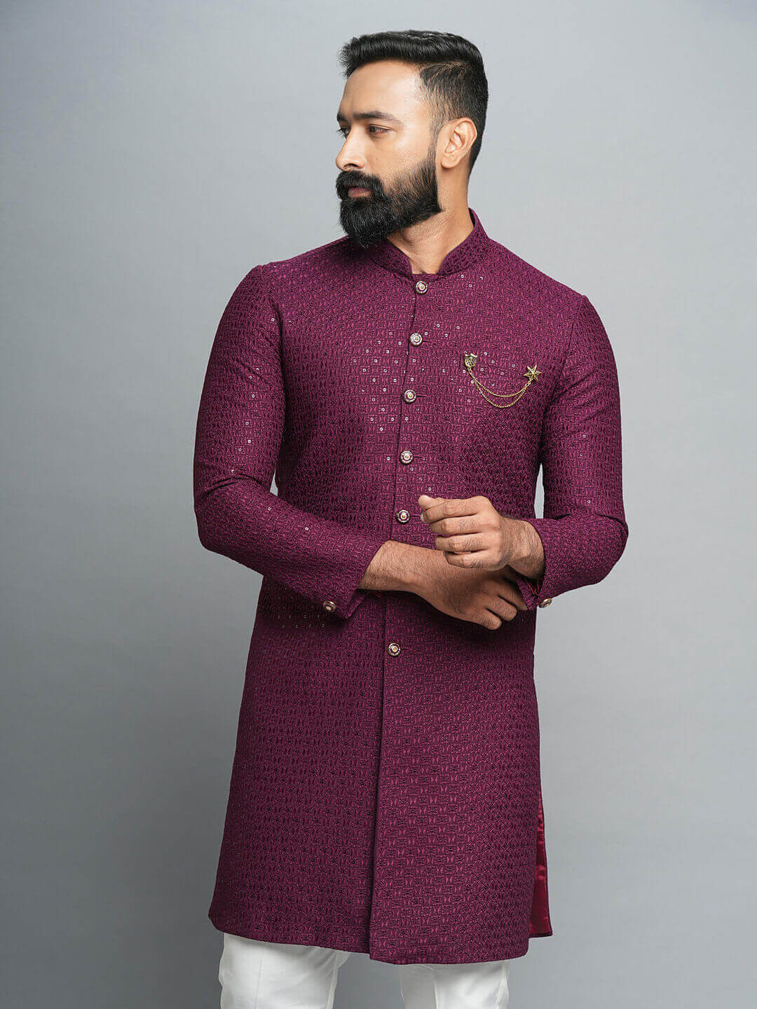 Maroon Subtle Shimmer IndoWestern
