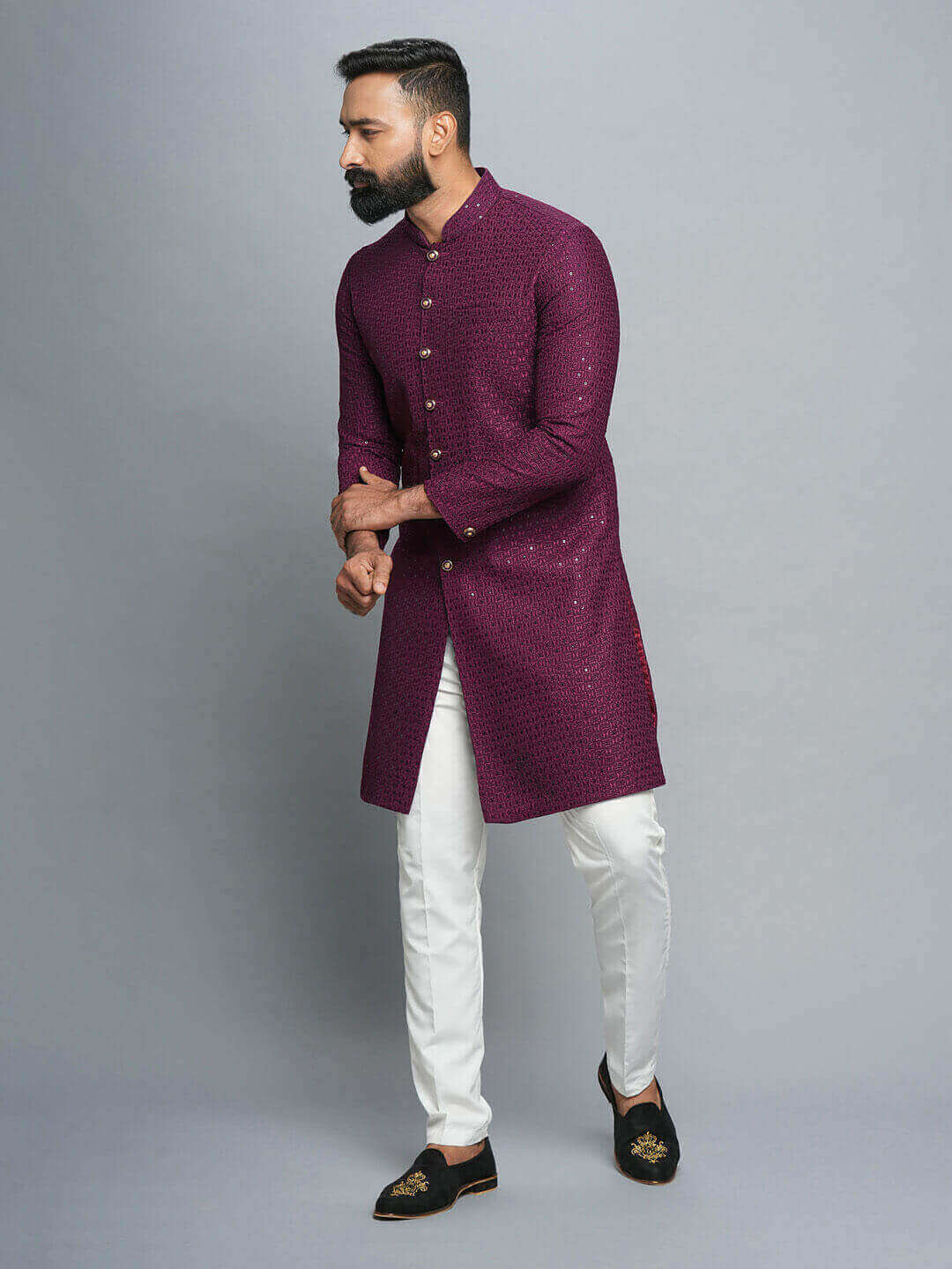 Maroon Subtle Shimmer IndoWestern