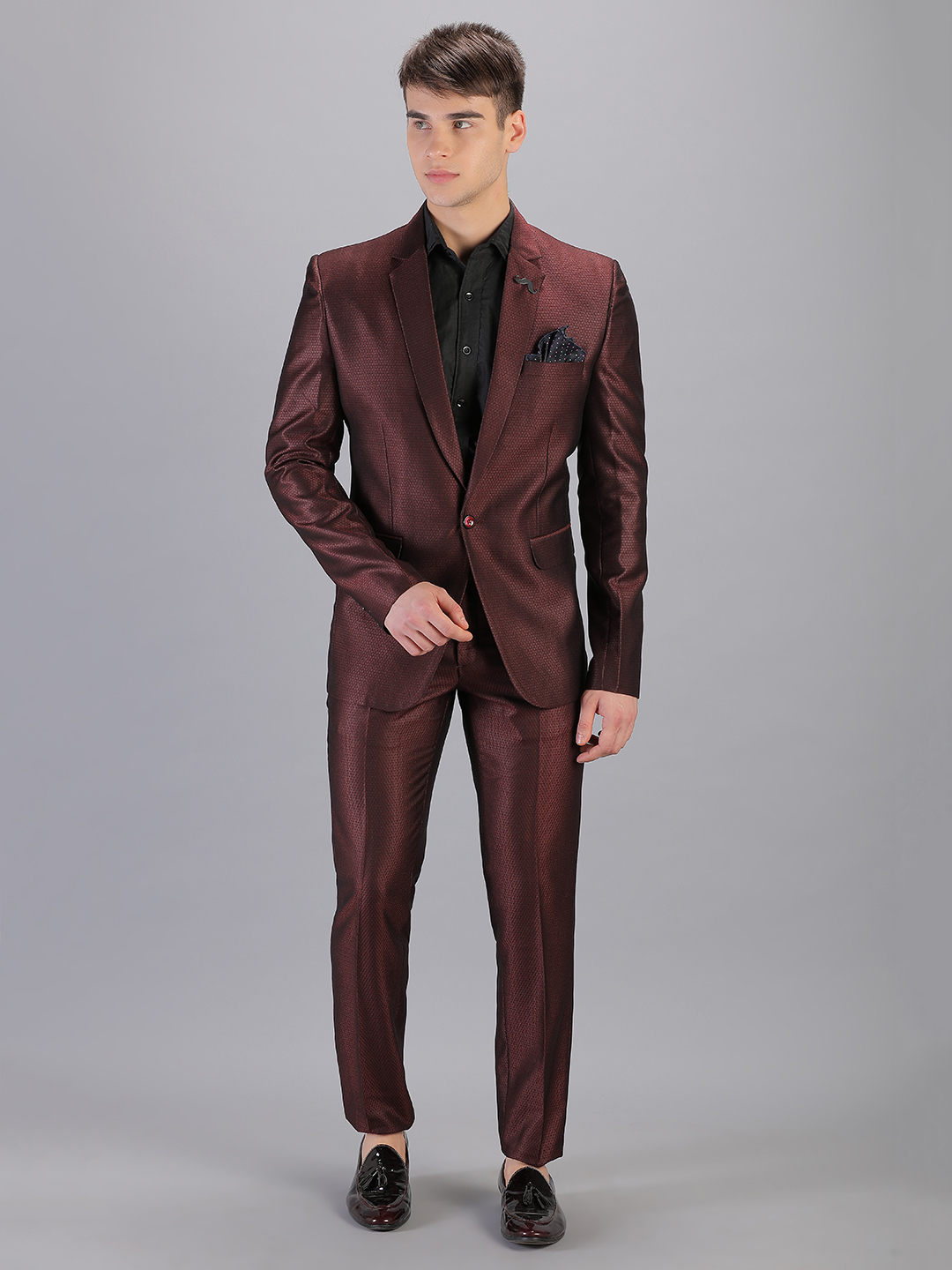 Candidmen: Rent/Buy - Maroonish Brown Full Suit