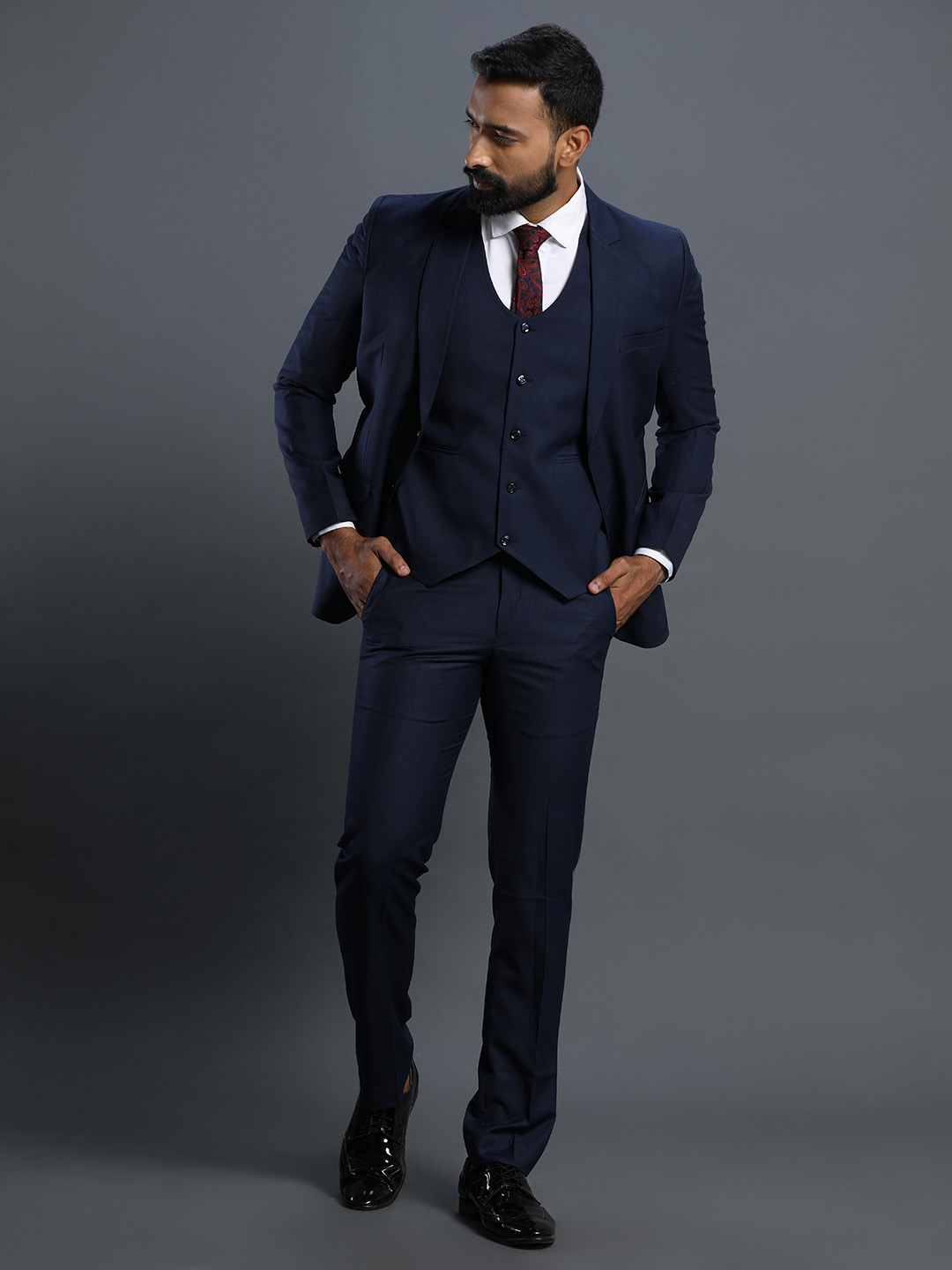 displaying image of Navy Blue 3 Piece Suit