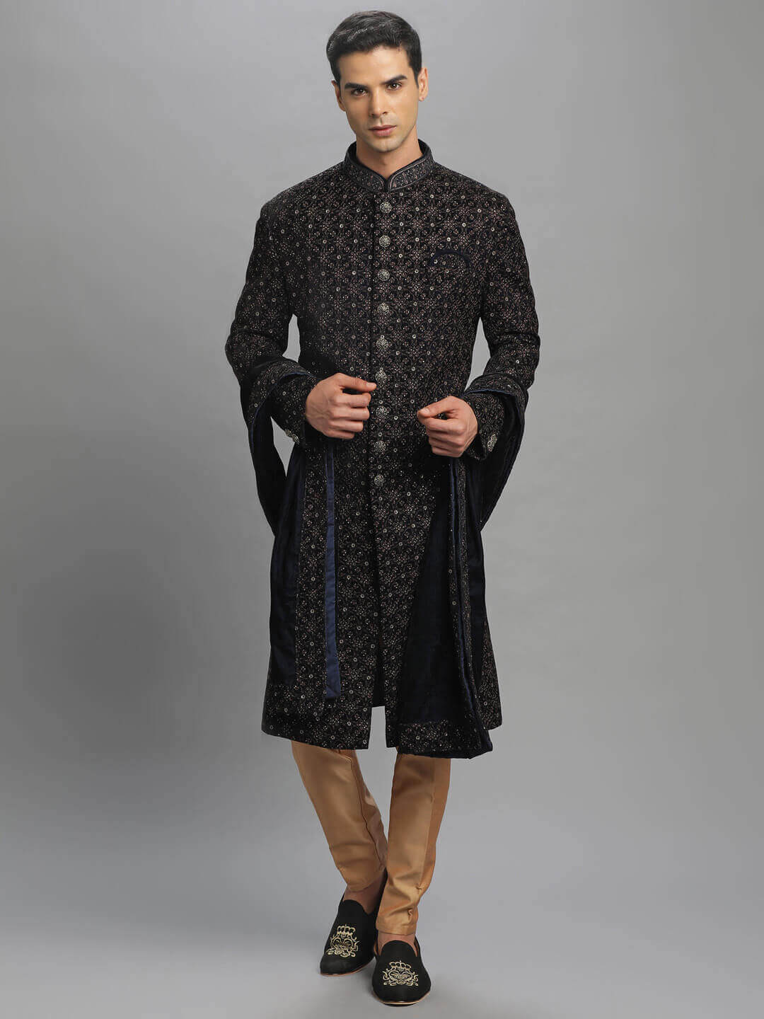 Navy blue Heavy Embellished Sherwani