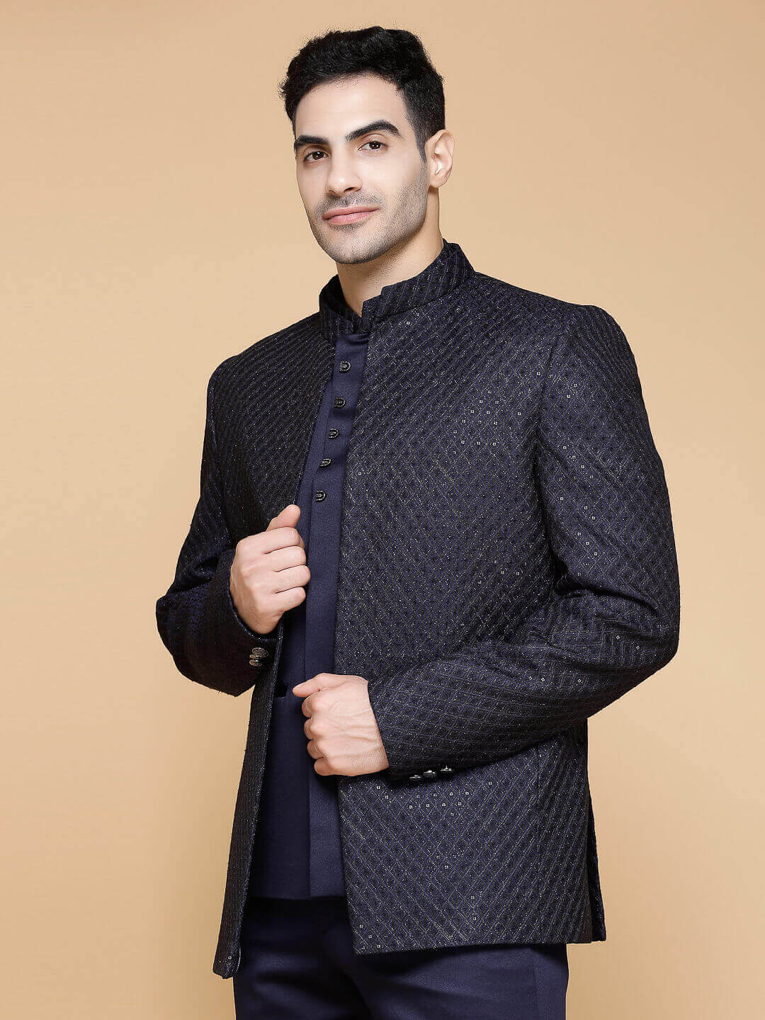 Navy Blue Overcoat Jodhpuri