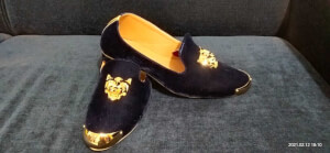 Navy Blue Velvet Fierce Shoe