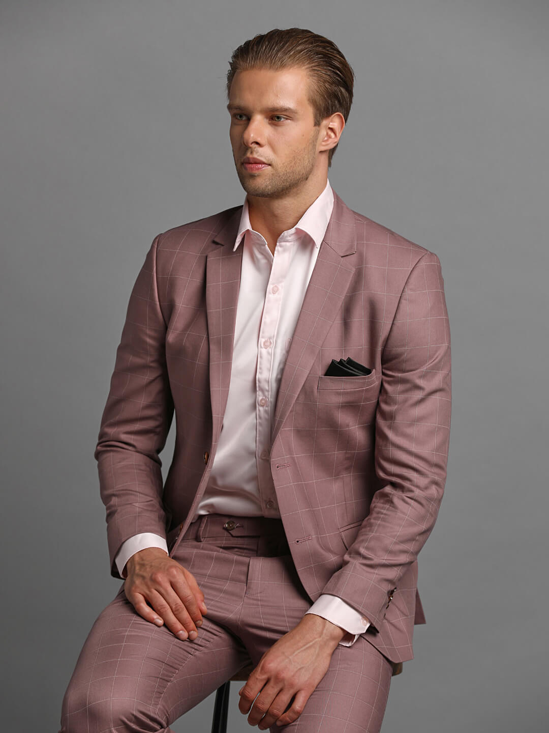 Pink coat suit best sale