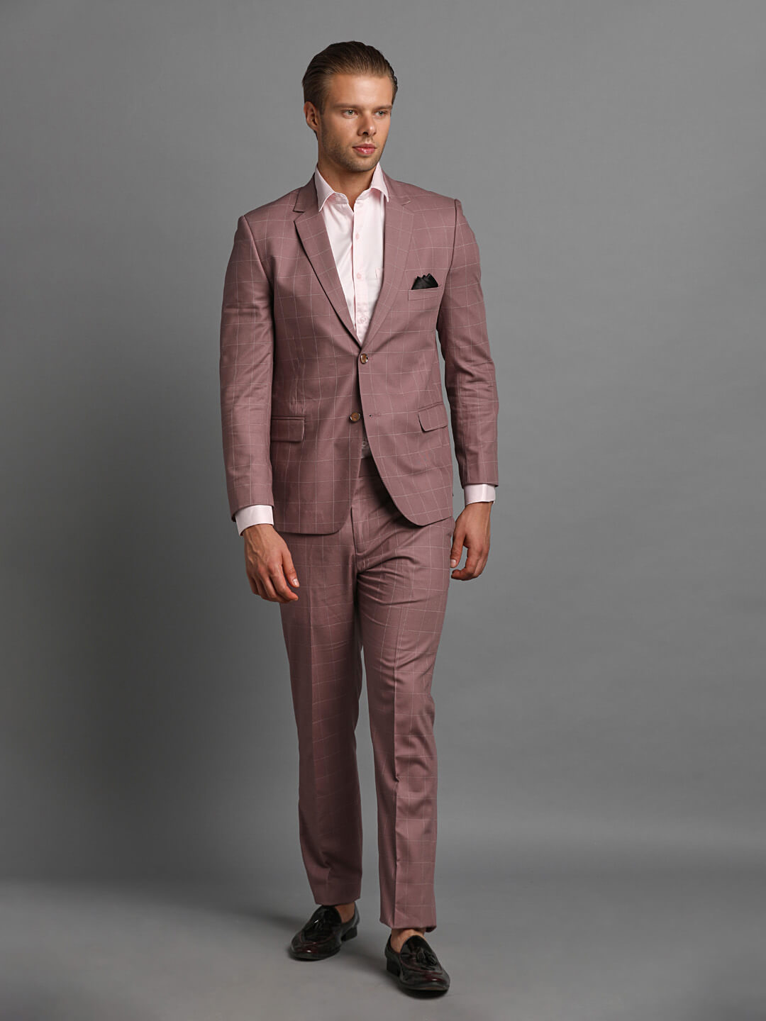 displaying image of Onion Pink Checks 2 Piece Suit