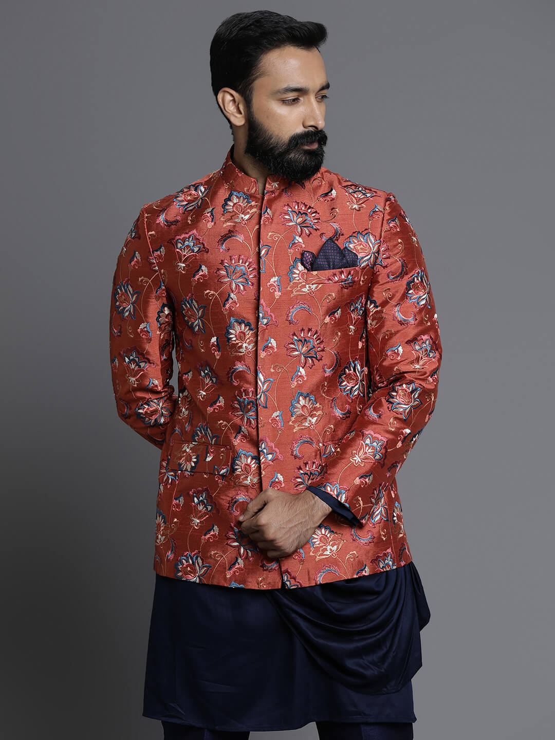 Orange Embroidered Jodhpuri Set