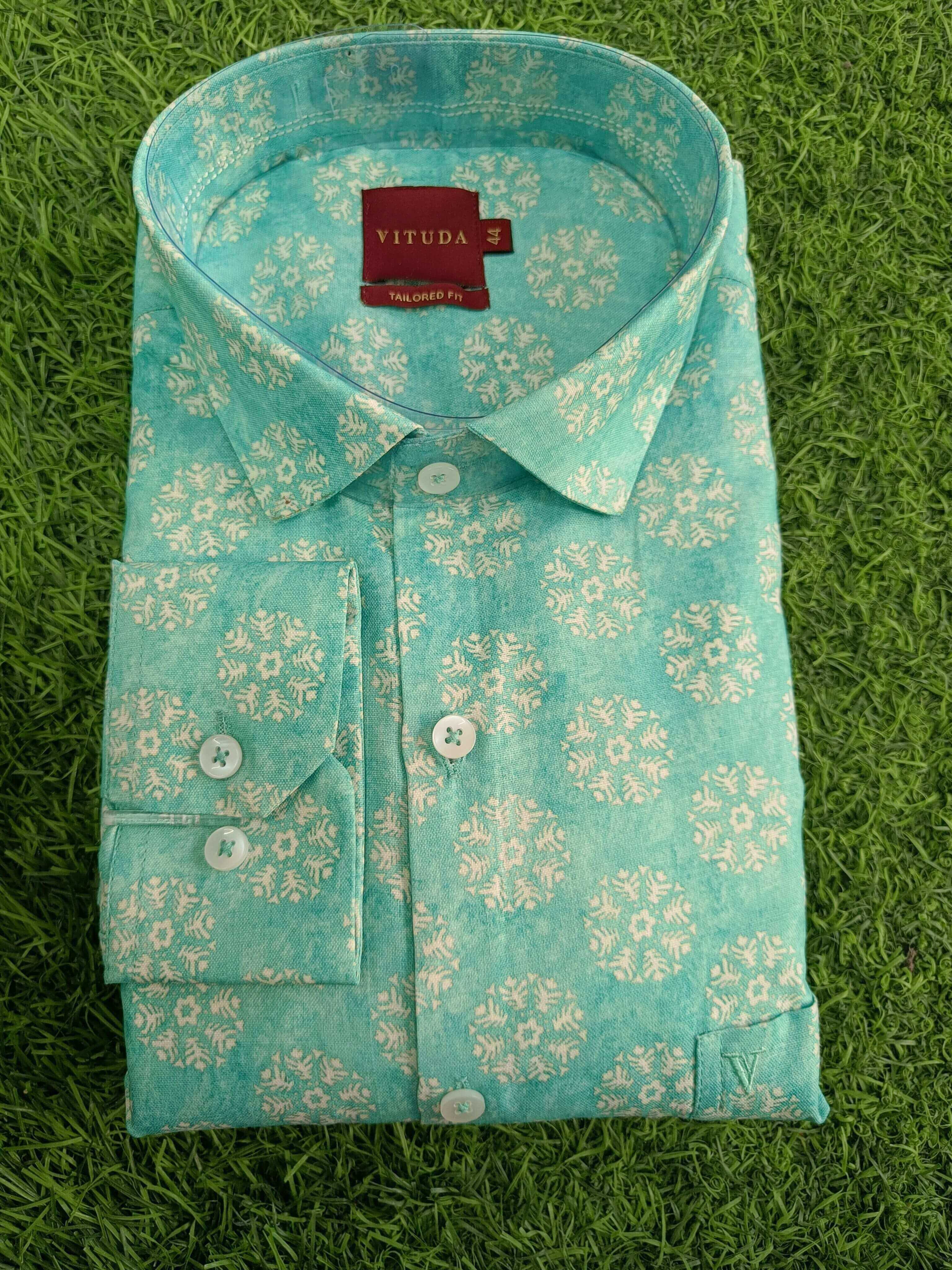 Pastel Green Floral Print Shirt