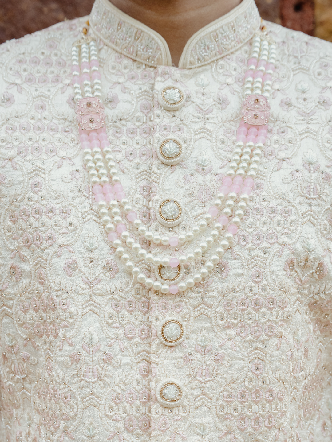 Peach HoneyComb Embroidered Pink Hint Sherwani