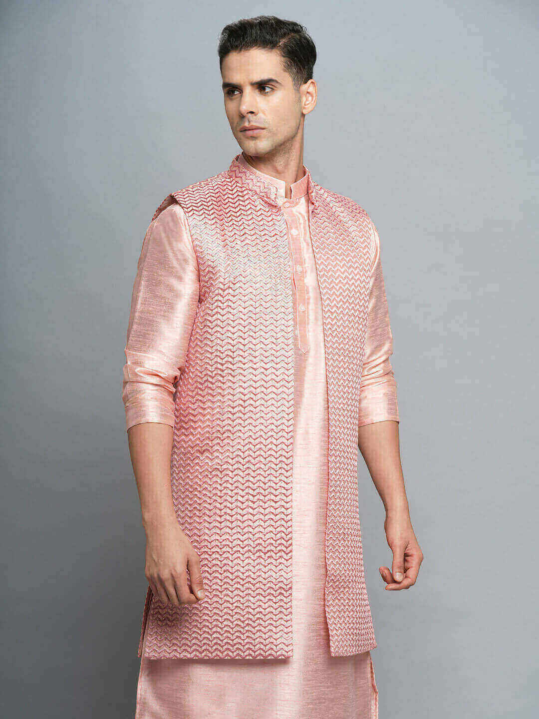 Pink Modern Kurta Pyjama Bandi Set