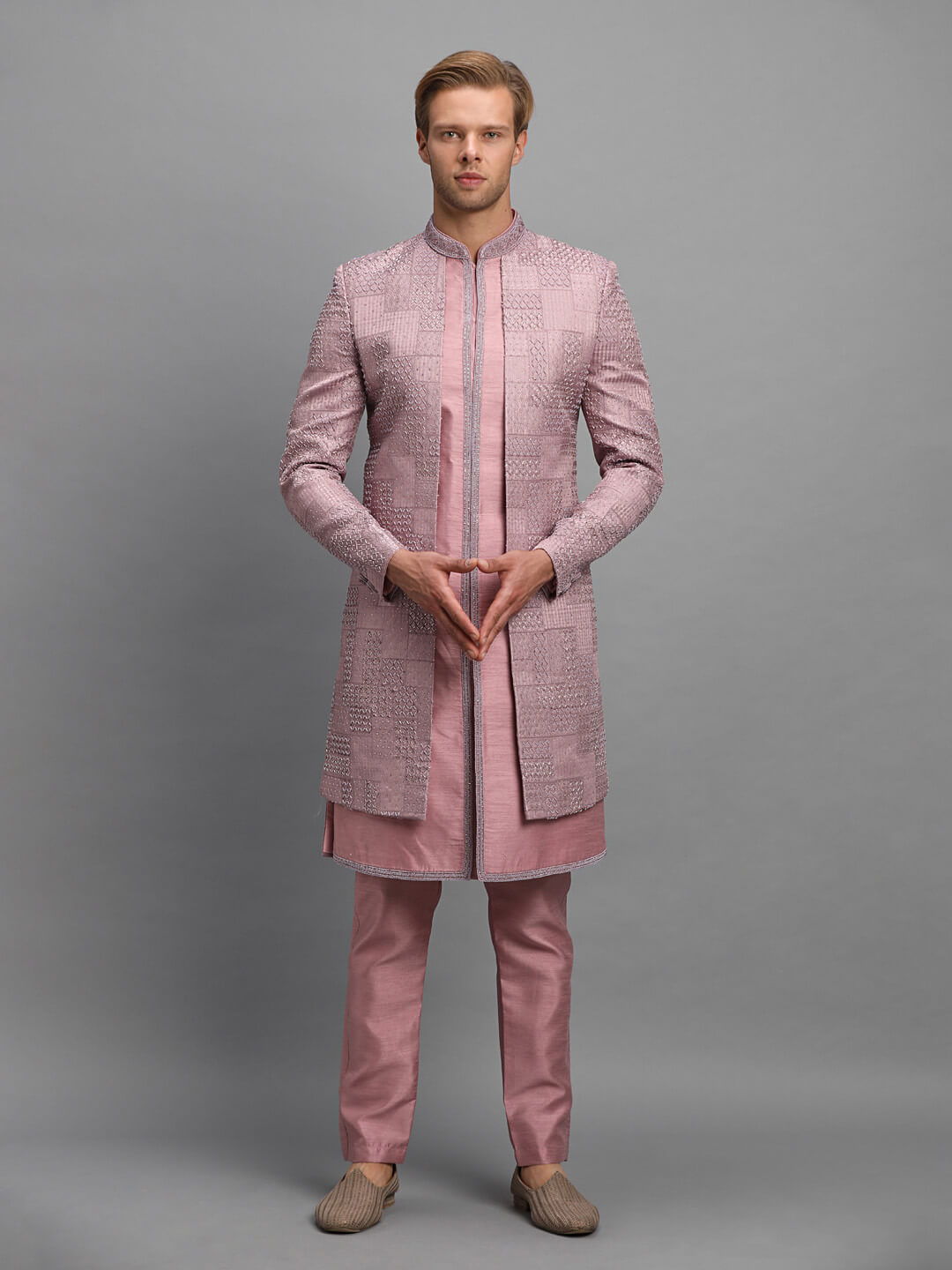 Pink Sherwani Jacket Style