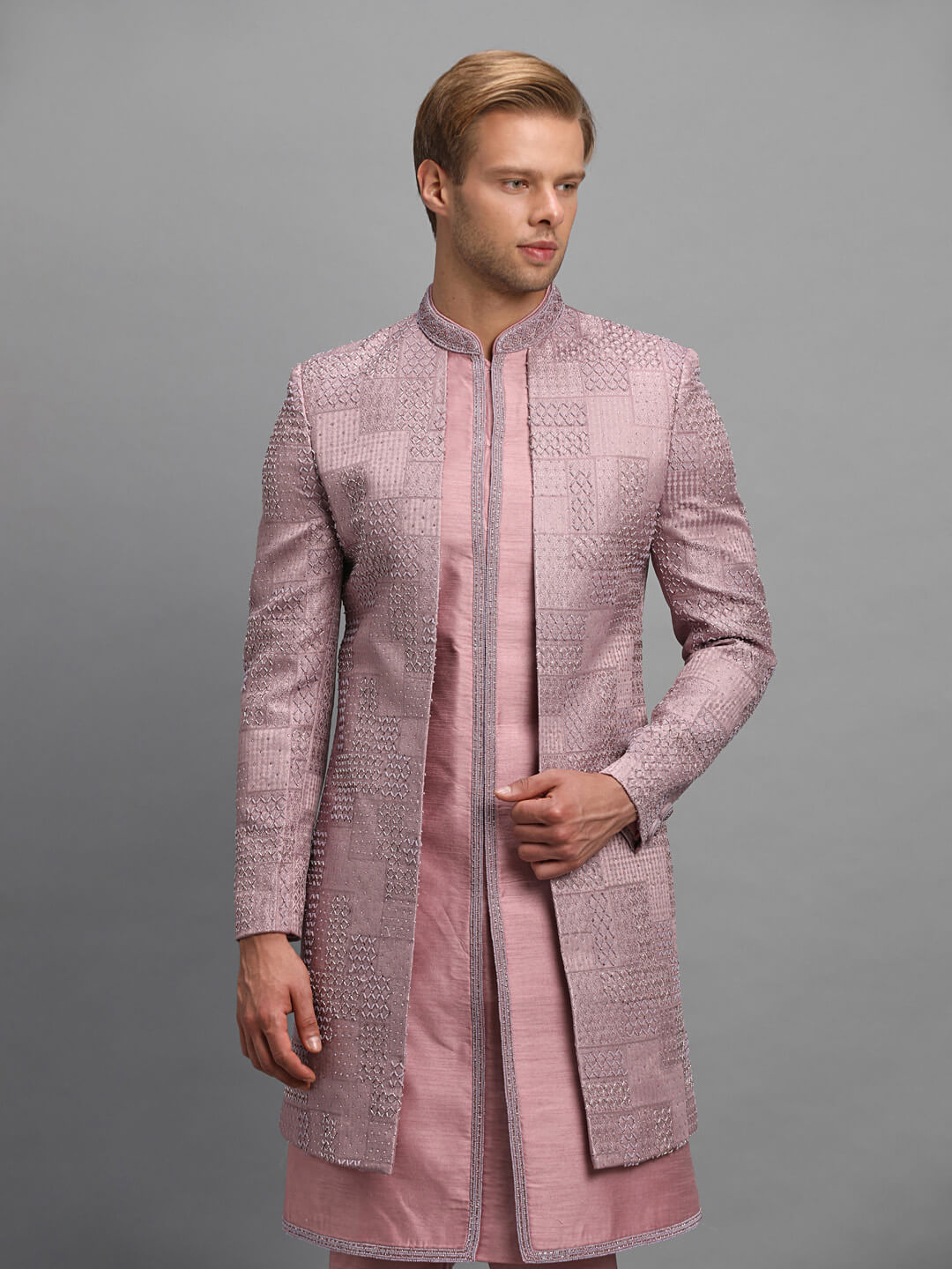 Pink Sherwani Jacket Style