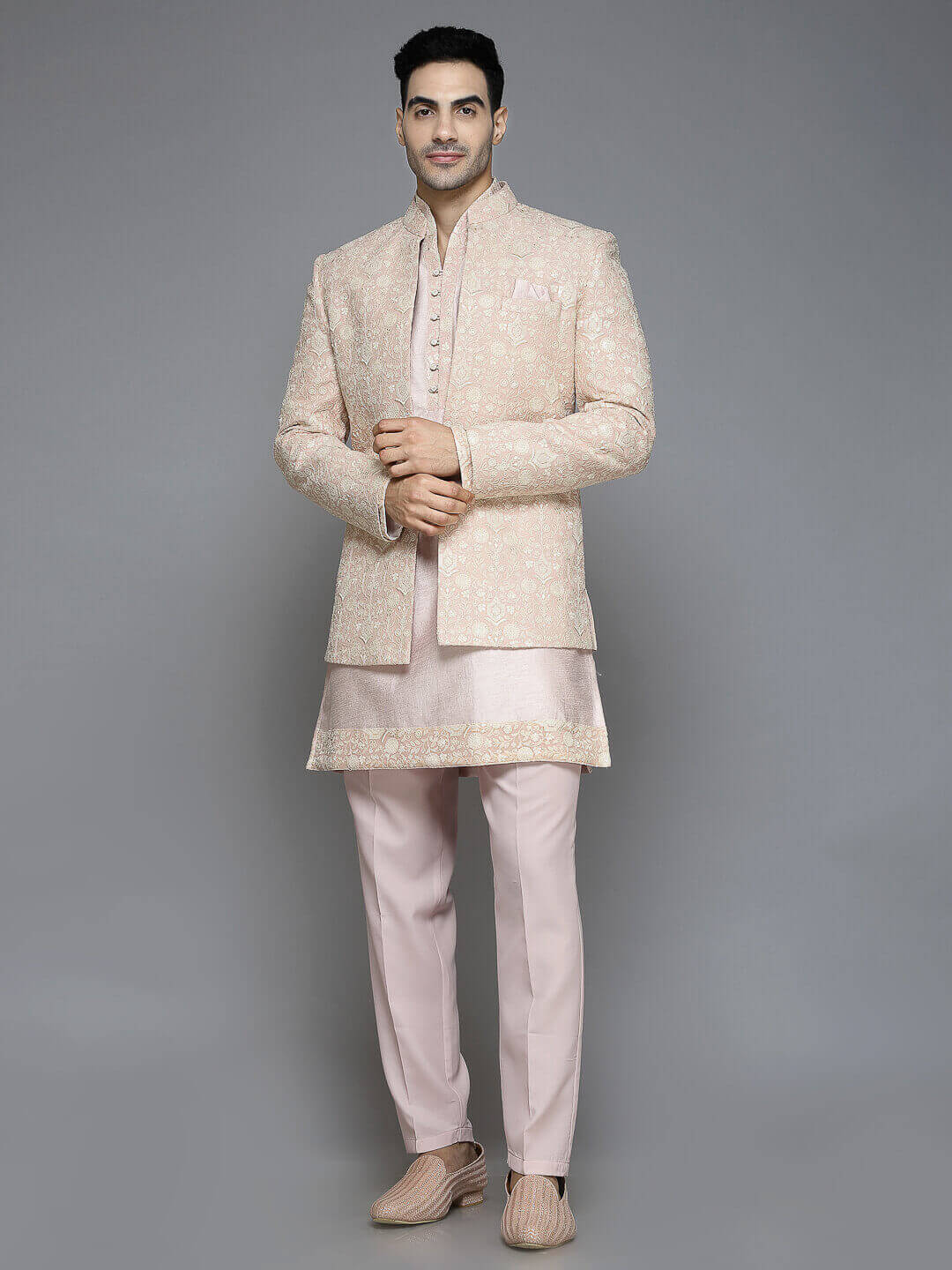 Pink Sober Lucknawi Work Jodhpuri