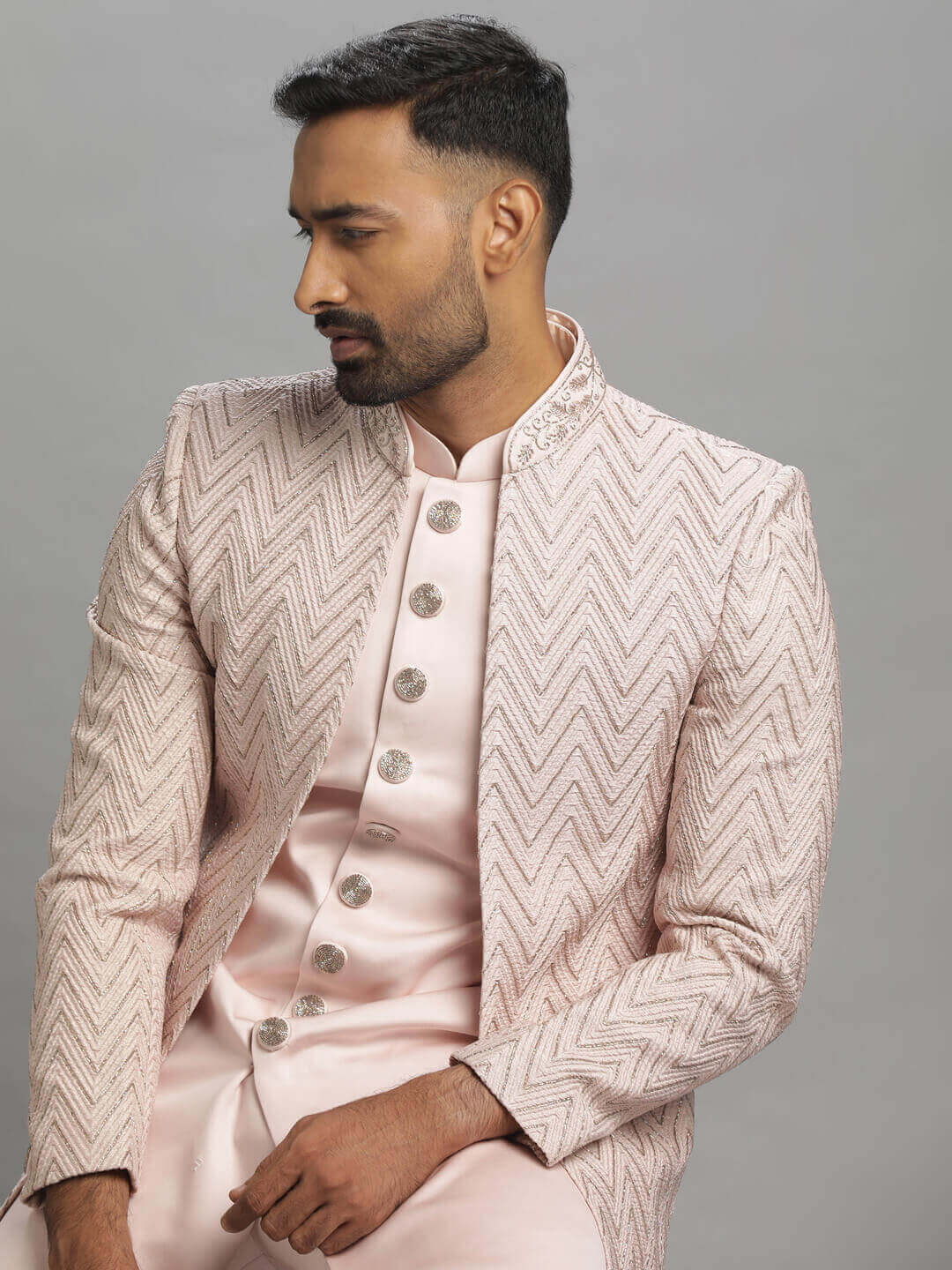 Pink Waves Embroidered Sherwani