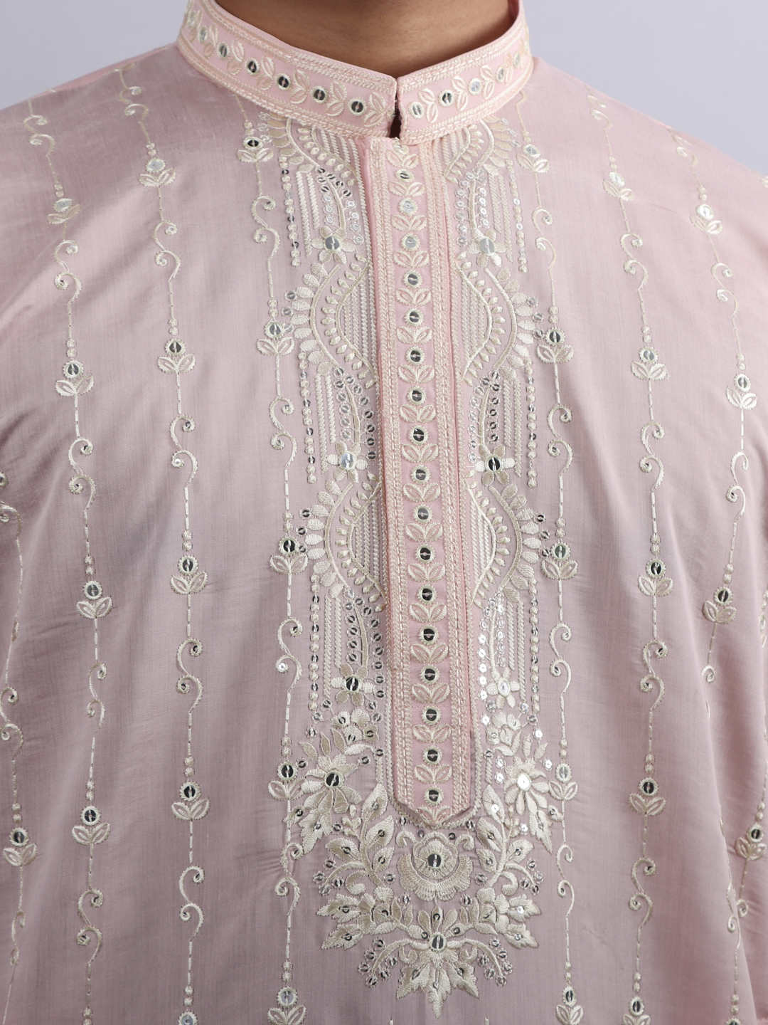 Pink Work All Over Kurta Pyjama Dupatta Set