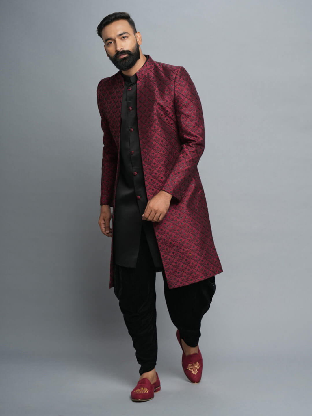 Red Black Embroidered Indo