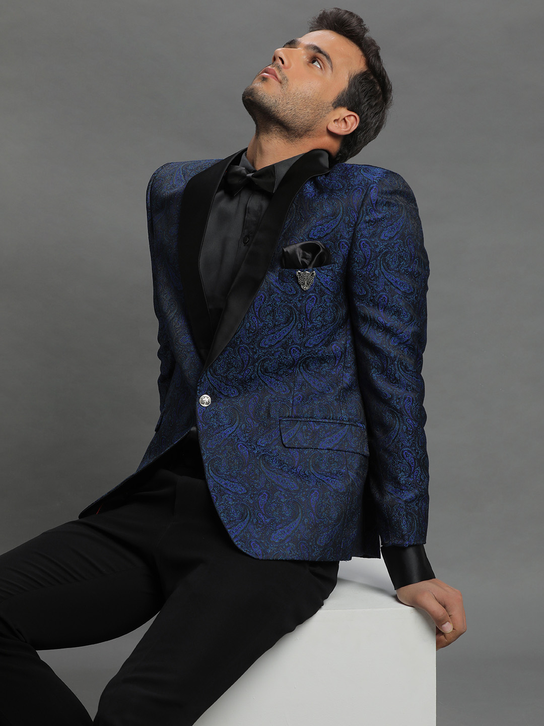 Royal Blue Paisley Jaquard Blazer