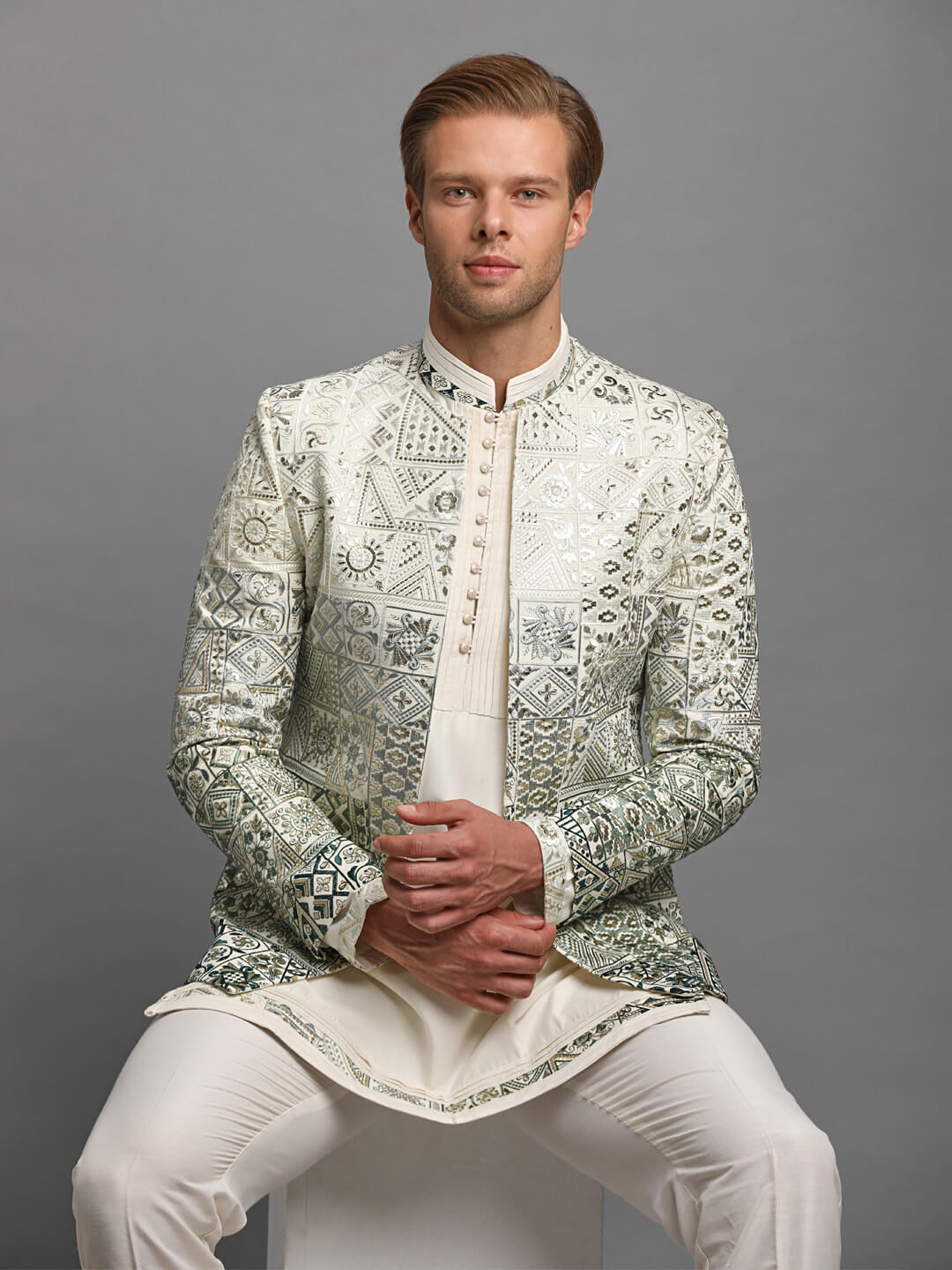 Indian Formal Beige Jacket Style Elegant Jodhpuri Dress Bhandhgala Coat  Marriage Weddings Functions Sangeet Mehendi Cotton Blazer Outfit - Etsy.de  | Men suit wedding, Beige jacket, Achkan