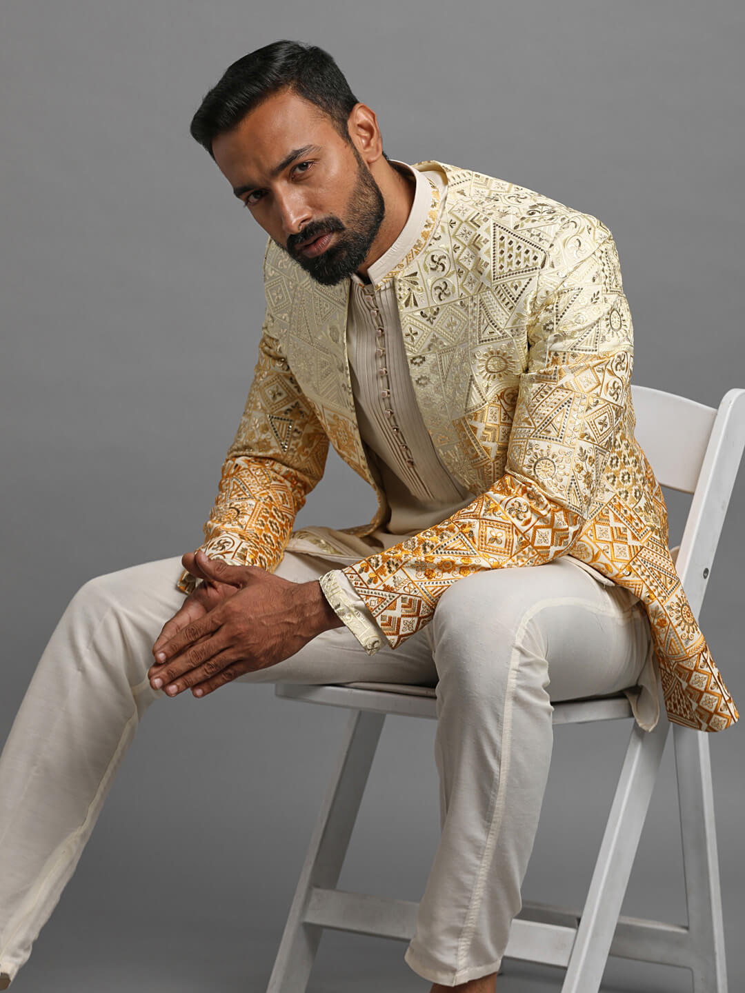 Rosewood Bandhgala Jodhpuri Designer Blazer With White Trouser| Partyw–  SAINLY