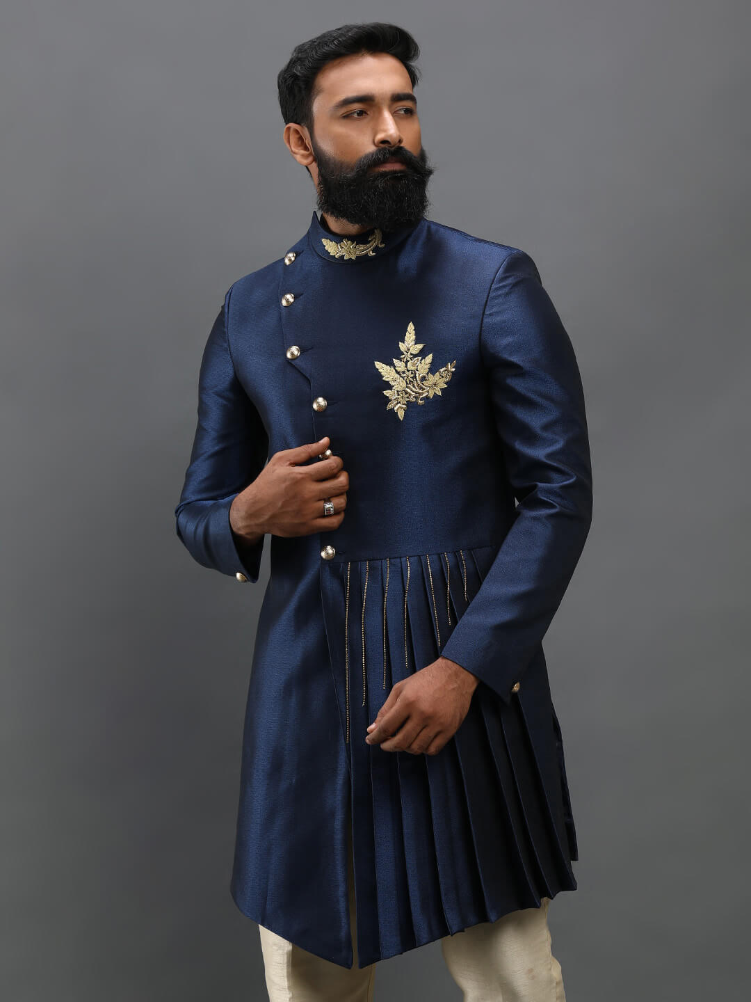 Shiny Blue IndoWestern