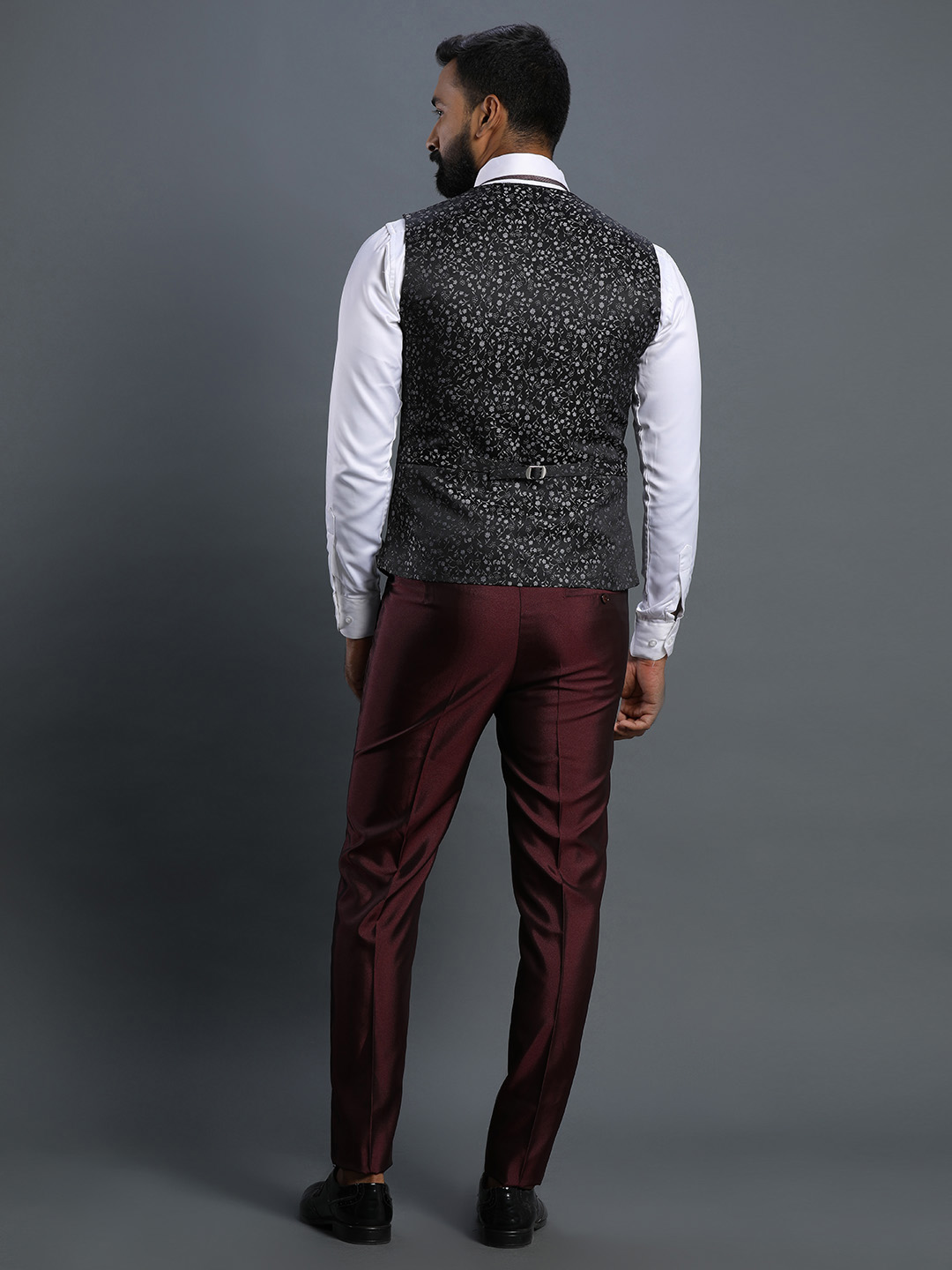 Shiny Maroon Designer 3 piece Suit