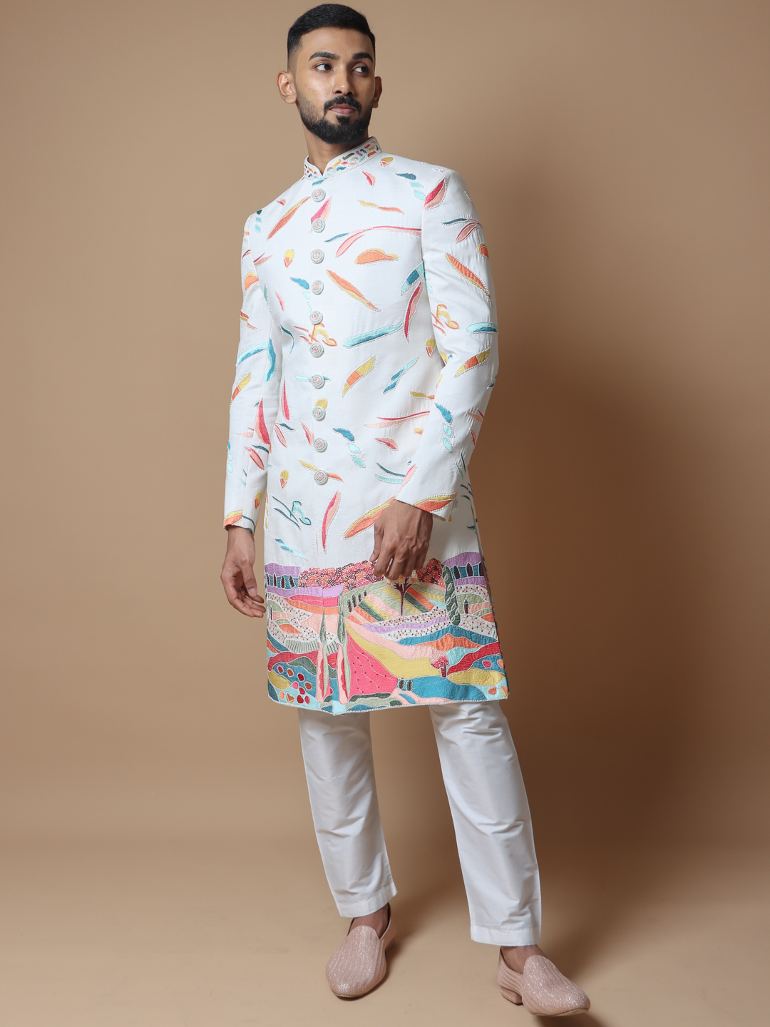 displaying image of White Carnival Indowestern