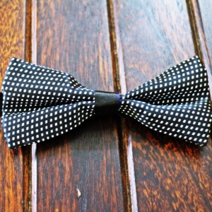 white-check-black-bow-tie