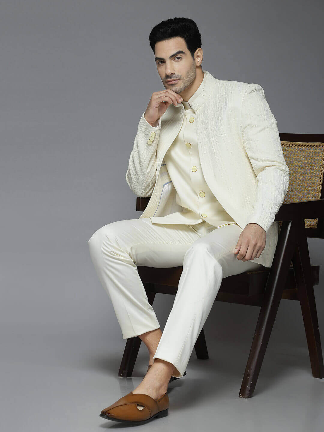 White Classic Open JAcket Jodhpuri