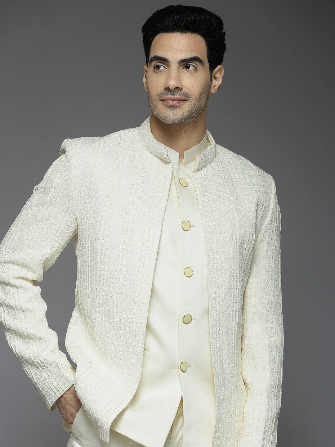 Rent White Classic Open Jacket Jodhpuri Suit at Best Price