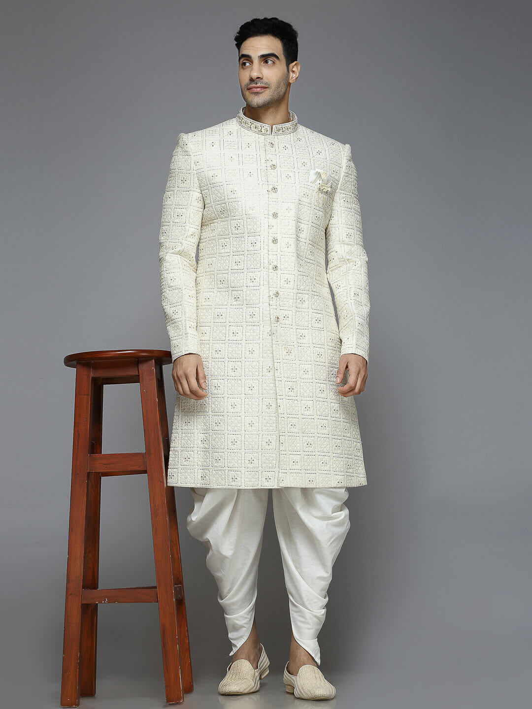 white Pearl Look Dhoti Indo