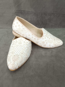 White Stylish Lucknawi Work Shoe