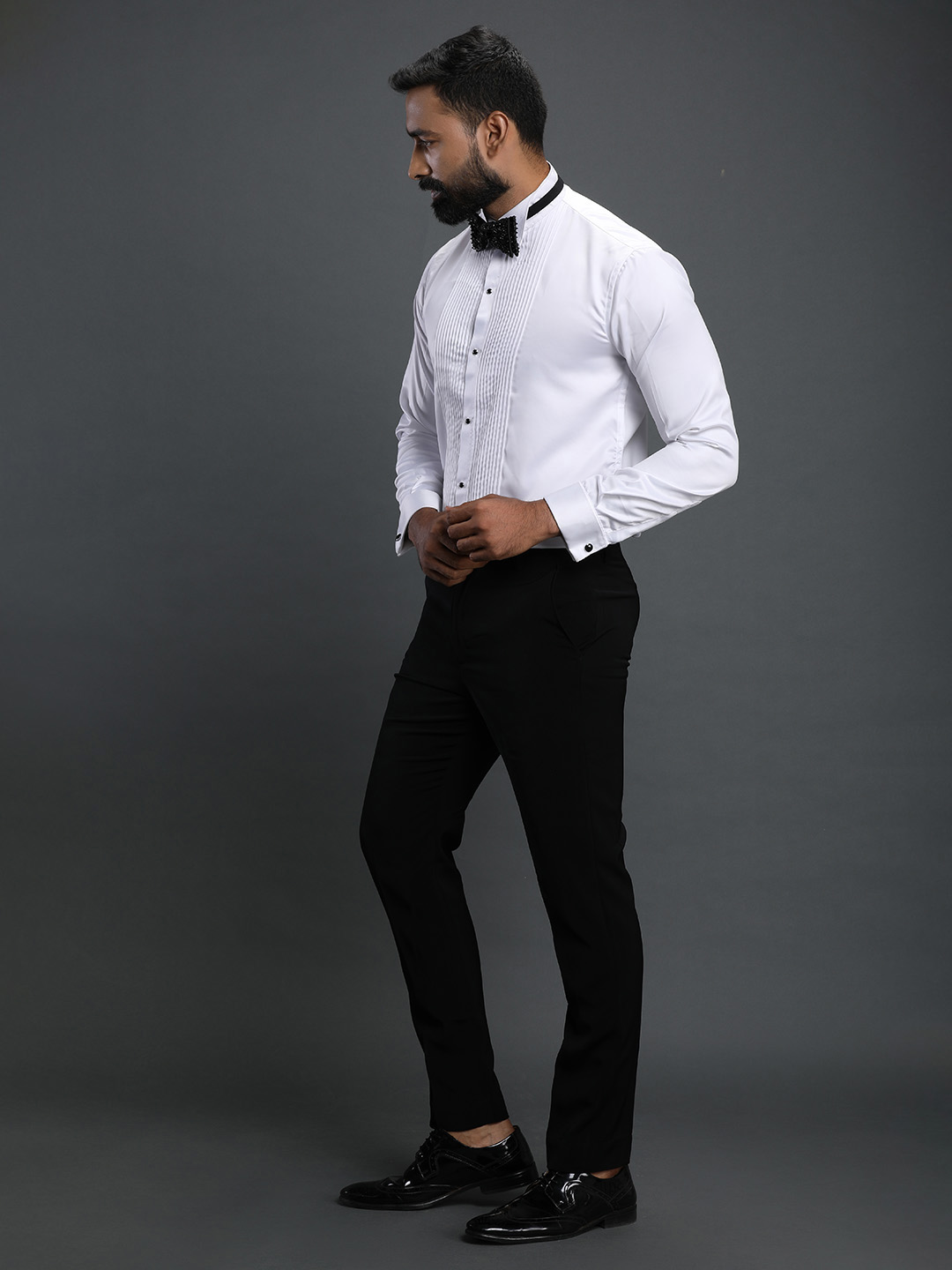 White Tuxedo Shirt - premium Satin Material