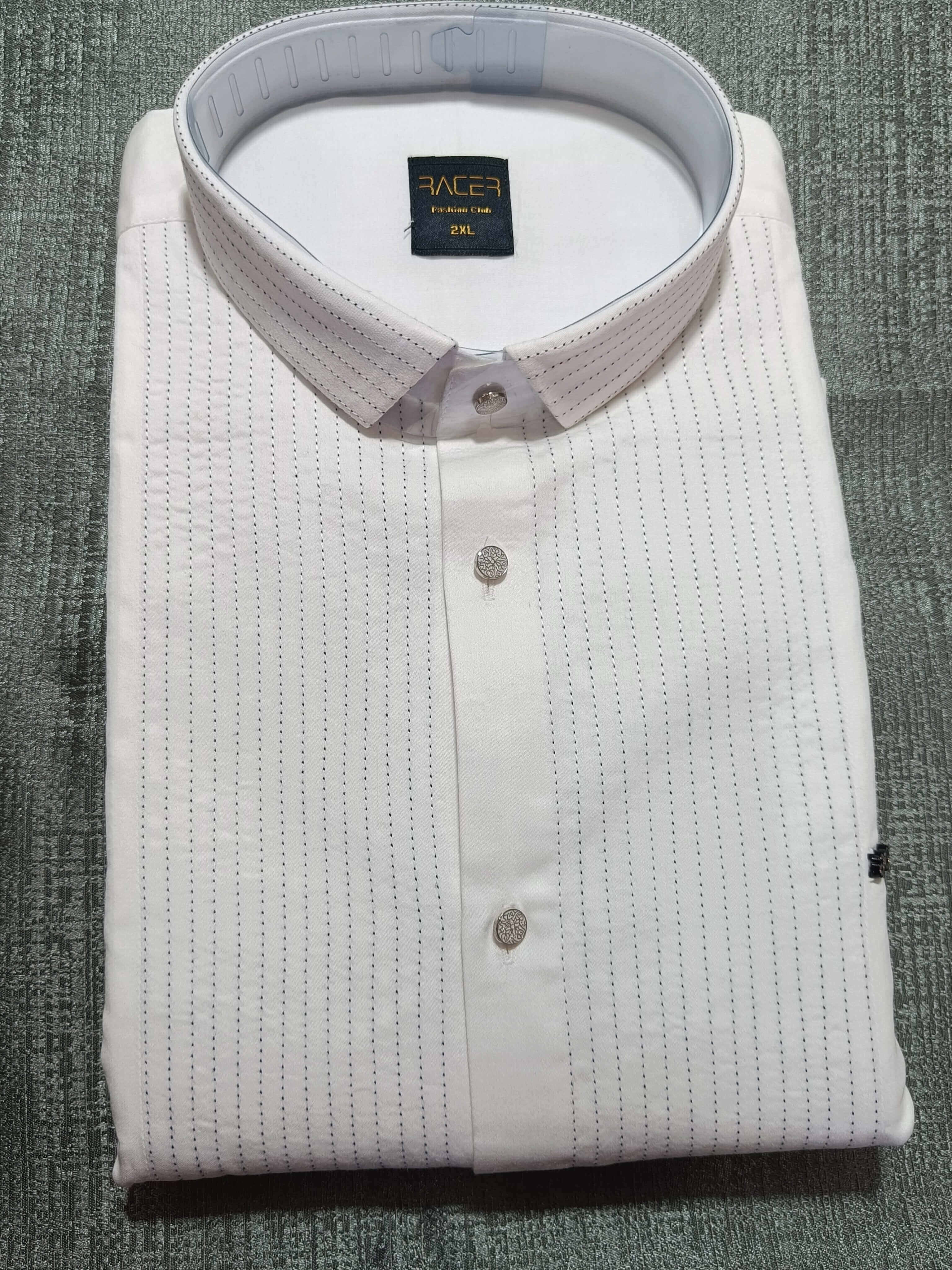 White Vertical Clubwear Shirt