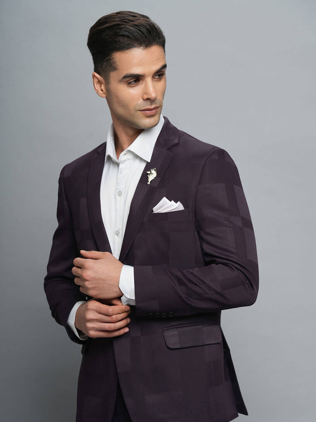 Candidmen: Rent / Buy - Wine Solid Patch Full Suit