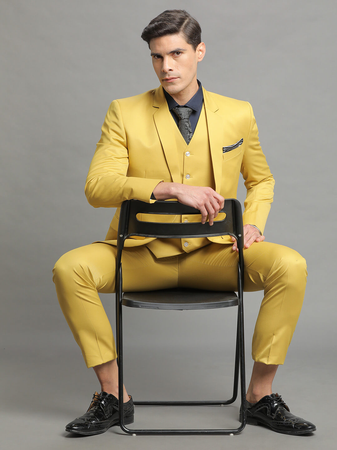 Yellow Men's Suit 3 Pieces Blazer Vest Pants One Button Wide Lapel Business  Work Wear Slim Formal Wedding Groom Costume Homme - AliExpress
