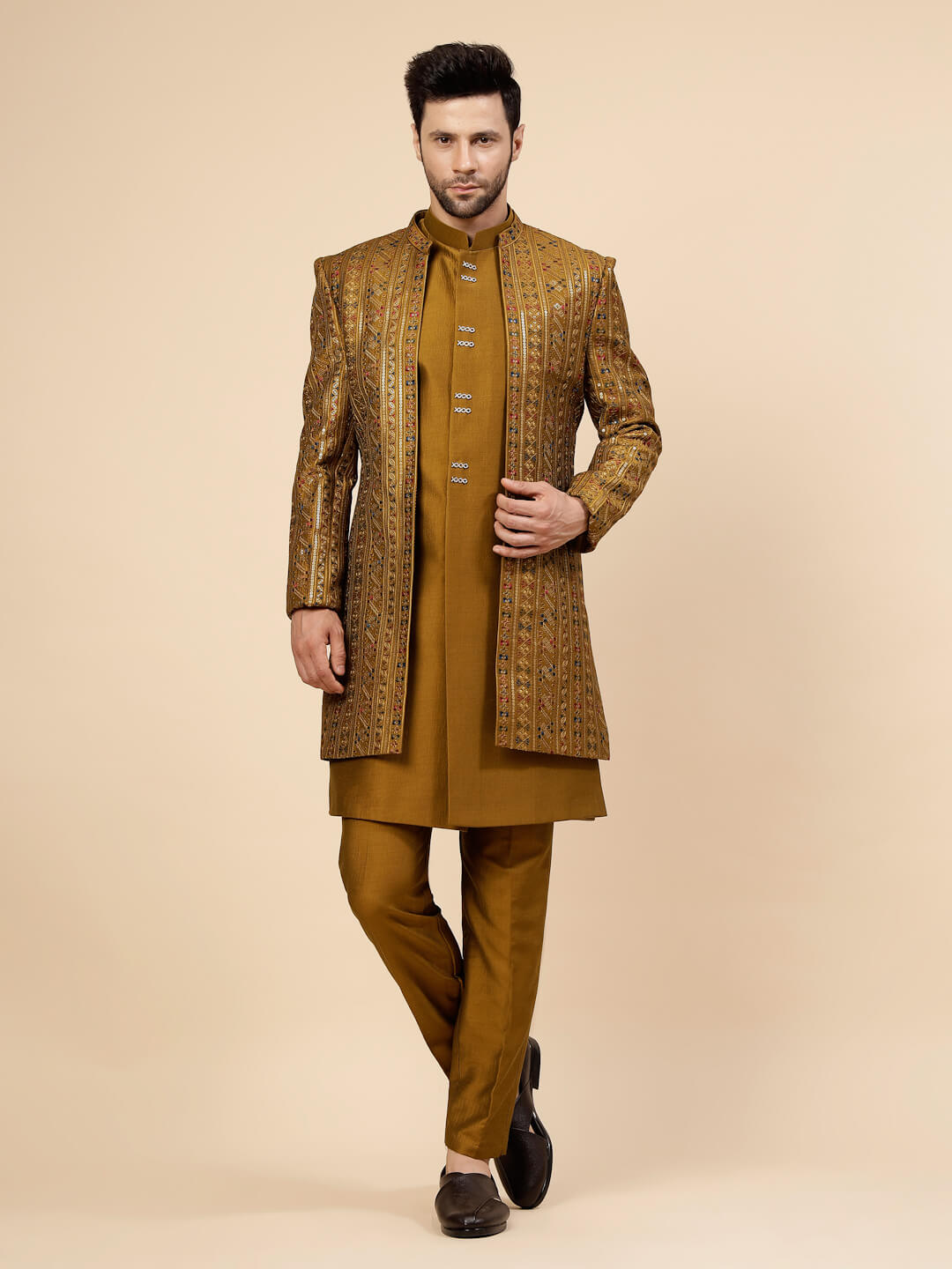 Yellow Haldi Overjacket Sherwani