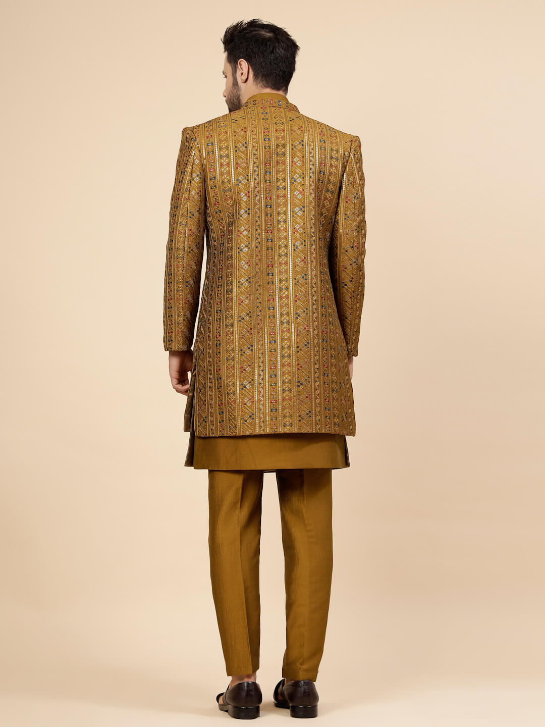 displaying image of Yellow Haldi Overjacket Sherwani